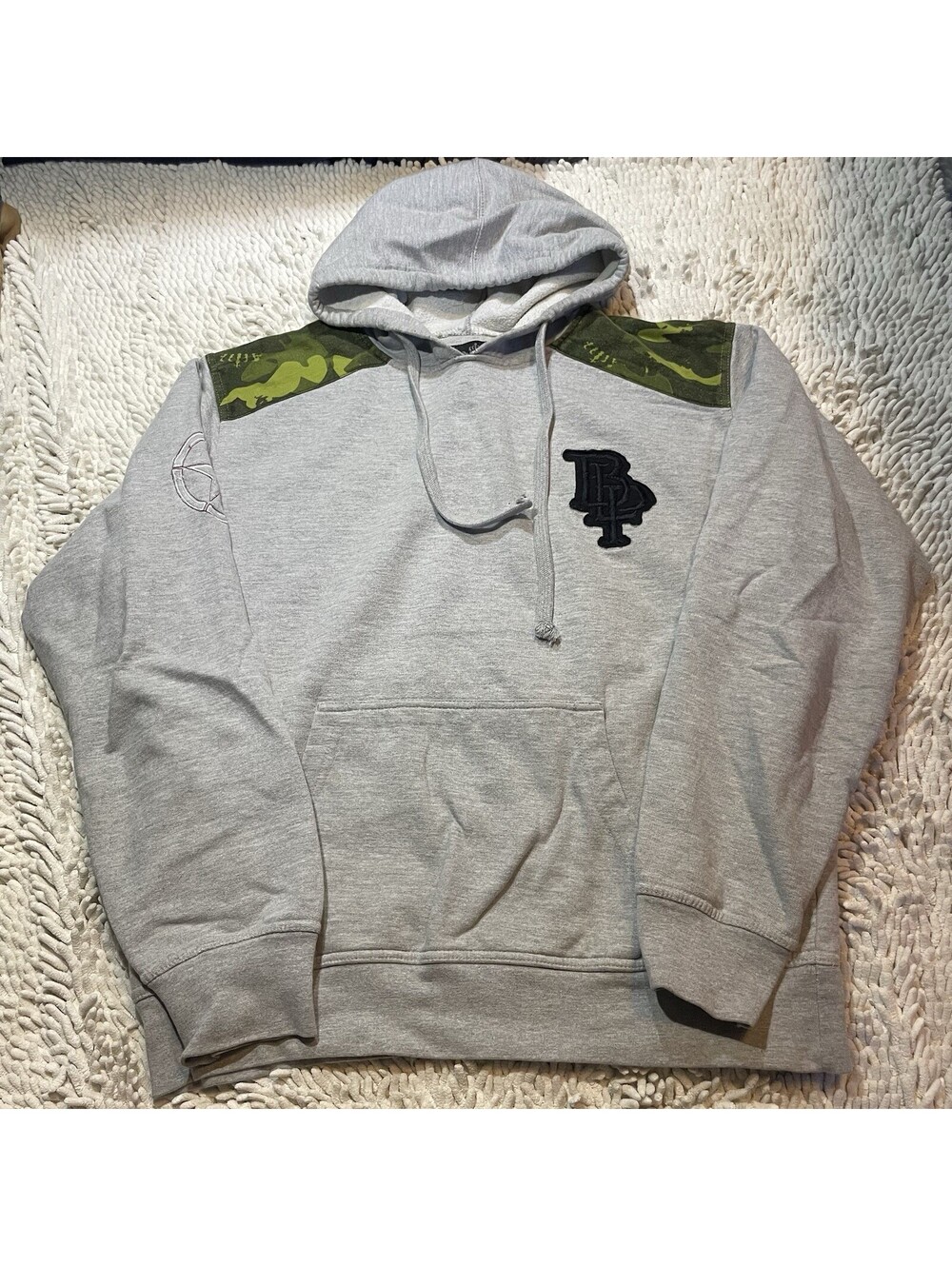 VTG Y2K Blac Label Premium Mens XL Grey Heavyweight Sweatshirt Hoodie Graphic
